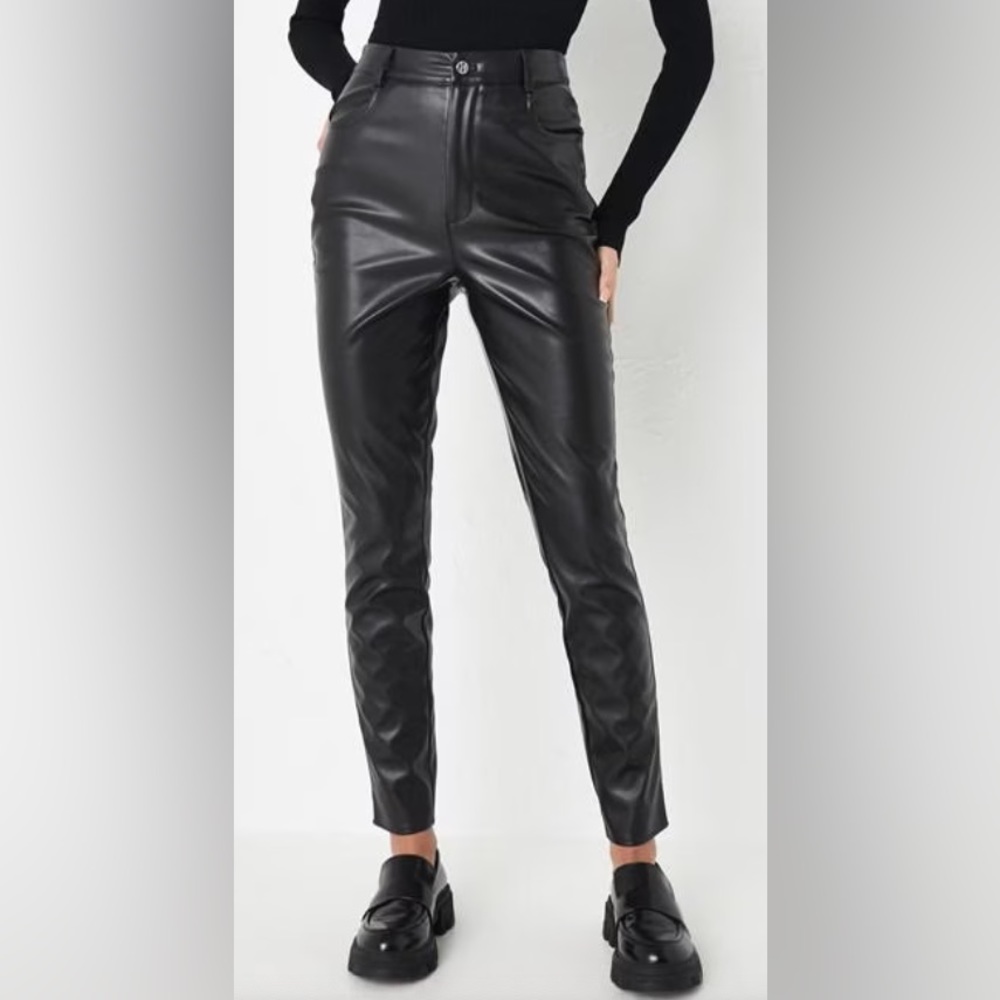Faux Leather Trousers | Black
